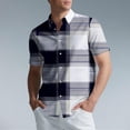 thumbnail image 1 of Handshe Mens Button Up Shirts Short Sleeve Plaid Printed Lapel Dress Shirt Vintage Classic Bowling T-Shirts, 1 of 6