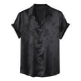 thumbnail image 1 of Handshe Mens Shirts, Men's Retro Distressed Lapel Short Sleeved Pocket Polo Shirt, Solid Washed Tops, 1 of 2
