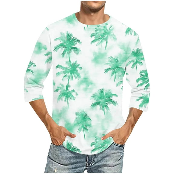 Handshe Mens T-Shirt Casual Short Sleeve Round Neck Plus Size Loose Shirts Printed Comfy Fashion Blouse Top