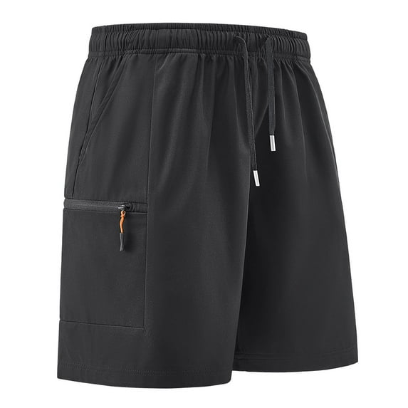 Handshe Shorts for Men Solid Color Workwear Beach Pants Mid Length Pants with Multiple Pockets Five Quarter Pants
