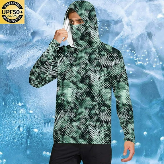Handshe Summer Printed Hooded Sun Shirt, Lightweight Breathable UPF 50  Sun Protection with Thumbhole Cuffs, Casual Outdoor Hiking Running Cycling Apparel,Plus Size