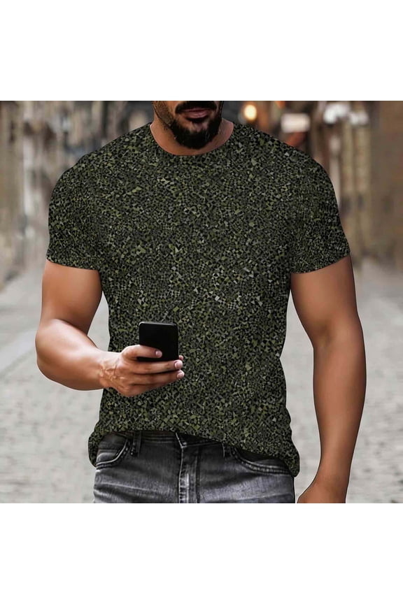 Unisex Camouflage Print Crew Neck Short Sleeve T-shirt, Casual Cotton Tee for Daily Wear and Outdoor Activities