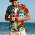 thumbnail image 1 of Handshe Unisex Hawaiian Shirt, Short Sleeve with Button-Down Collar and All-Over Print, Casual for Beach, Vacation, and Daily Wear, 1 of 9