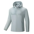 thumbnail image 1 of Handshe Unisex Hooded Sun Protection Jacket, Solid Color UPF 50+ Outdoor Windbreaker with Zippered Pockets, Hiking Fishing Rash Guard Long Sleeve Shirt,Plus Size, 1 of 8