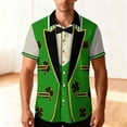 thumbnail image 1 of Handshe Unisex Short Sleeve Button-Up Shirt with St. Patrick's Day Print for Holiday, Party and Casual Wear, 1 of 9