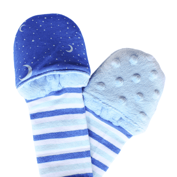 Handsocks Plushy Stay On Strap-Free No-Scratch & Warmth Mittens (Small 0-6), Sweet Caroline (Stars), One Pair