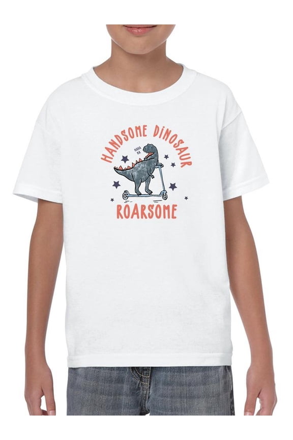 Handsome Dinosaur On Scooter T-Shirt Juniors -Image by Shutterstock,  Small