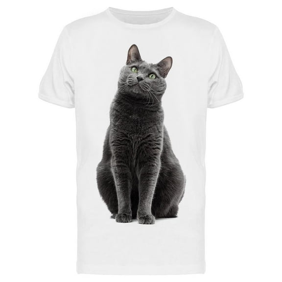 Handsome Gray Cat Is Sitted T-Shirt Men -Image by Shutterstock, Male XX-Large