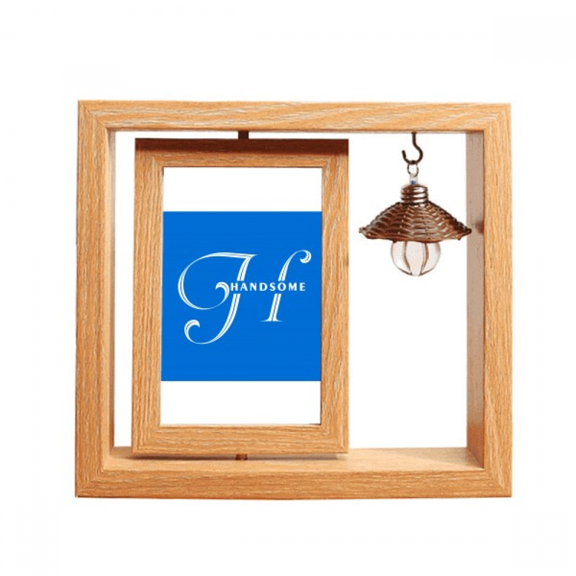 Handsome Happiness Letters Wooden Rotating Picture Photo Frame 4x6