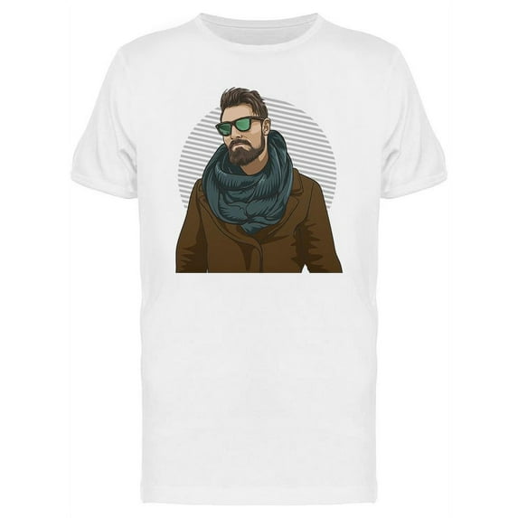 Handsome Hipster Man T-Shirt Men -Image by Shutterstock, Male Small