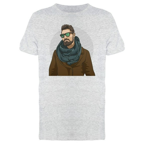 Handsome Hipster Man T-Shirt Men -Image by Shutterstock, Male Small