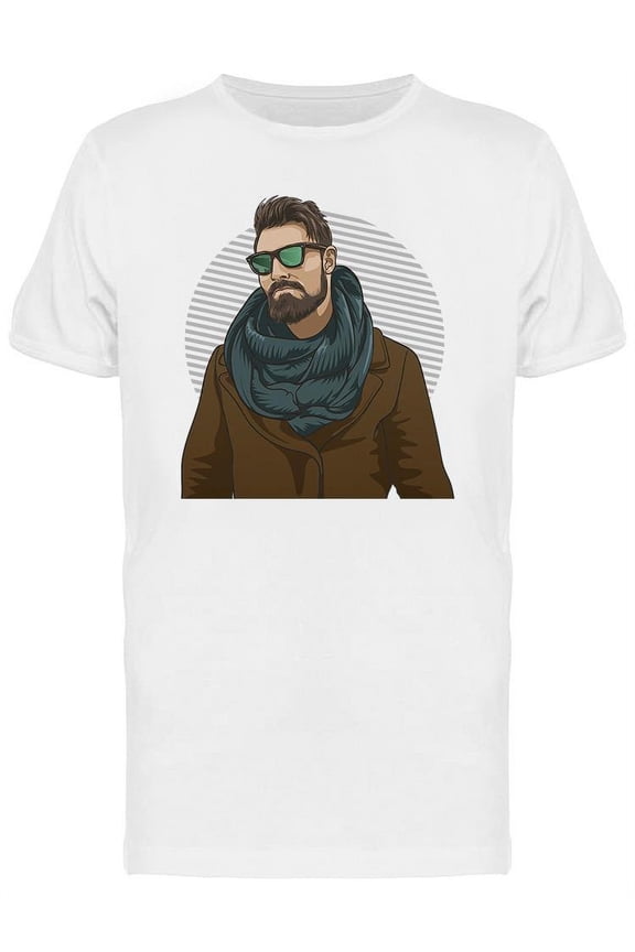 Handsome Hipster Man T-Shirt Men -Image by Shutterstock, Male XX-Large