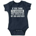 thumbnail image 1 of Handsome Little Brother Funny Bodysuit Jumper Boys Infant Baby Brisco Brands 12M, 1 of 7