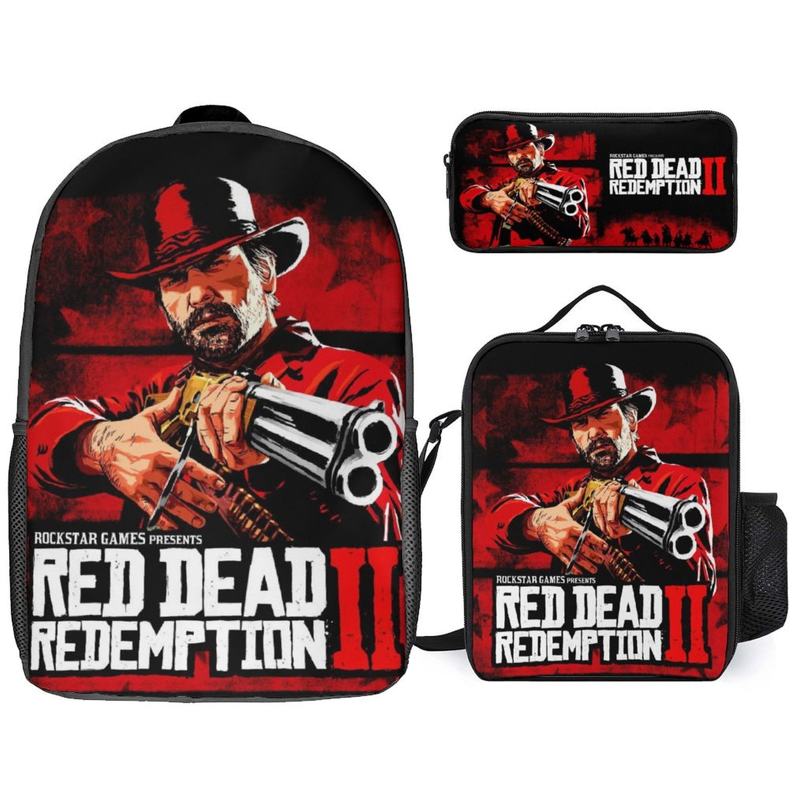 Handsome Red Dead Redemption 3Pcs Game Backpack Set, 17Inch Daypack ...