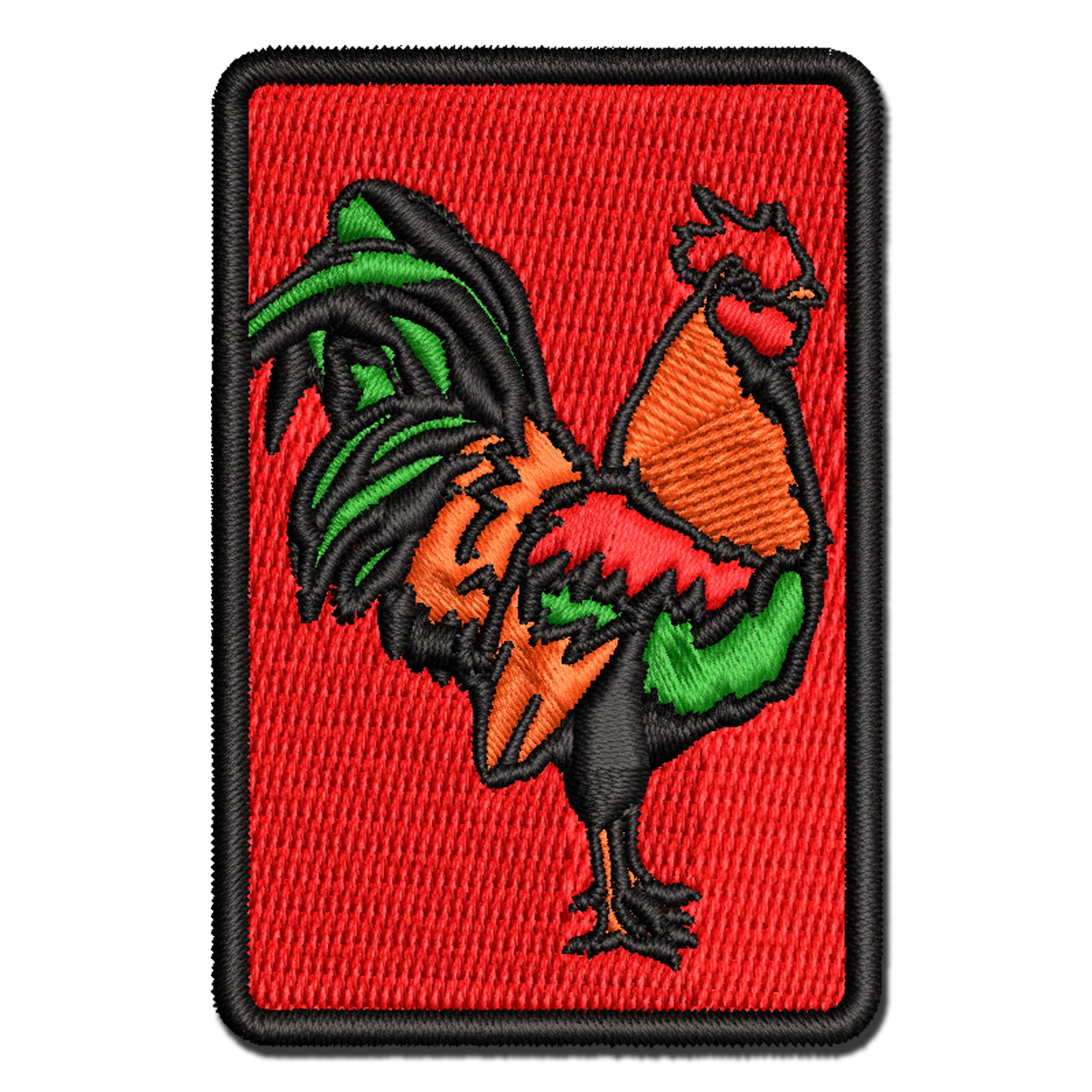 Handsome Rooster Chicken Applique Multi-Color Embroidered Iron-On Patch ...