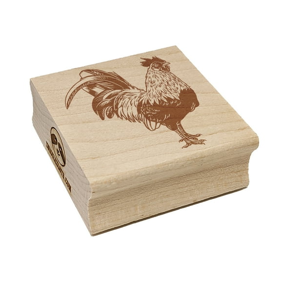 Handsome Rooster Chicken Square Rubber Stamp Stamping Scrapbooking Crafting - Medium 1.75in