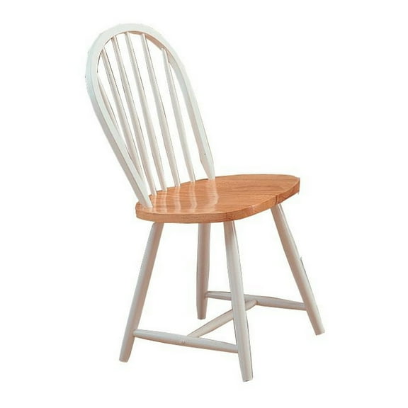 Handsomely Designed Dining Chair White and Brown Set of 4