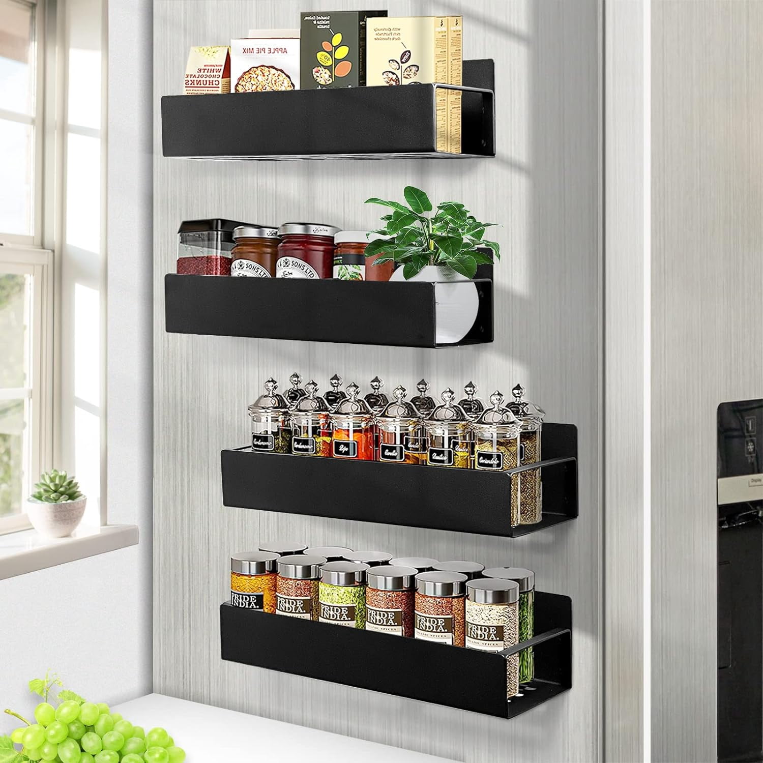 Handsomemen Liphontcta Magnetic Spice Rack for Refrigerator Spice ...