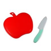 Handstand Kitchen Apple Shaped Cutting Board with 6 Serrated Knife for Kid Safe Cooking