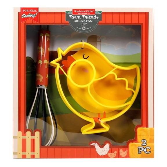 Handstand Kitchen Farm Friends Fresh Eggs Breakfast Making Set with Pancake and Egg Mold, Whisk and Recipes