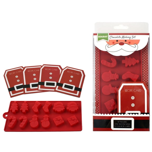 Handstand Kitchen Silicone Presents for Santa Chocolate Mold with Recipe Cards