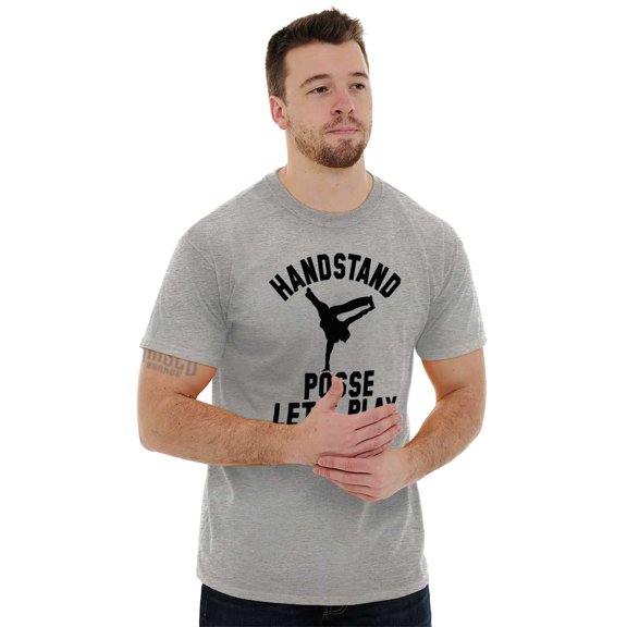 Handstand Posse Lets Play Gymnastics Men's Big & Tall Crewneck Graphic Tee Brisco Brands 3X