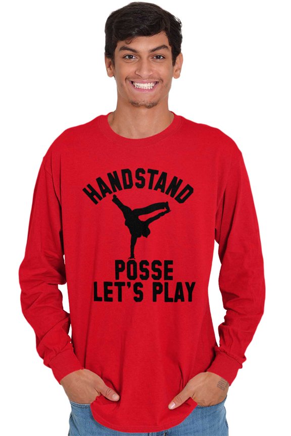 Handstand Posse Lets Play Gymnastics Men's Long Sleeve Tee T Shirt Brisco Brands S