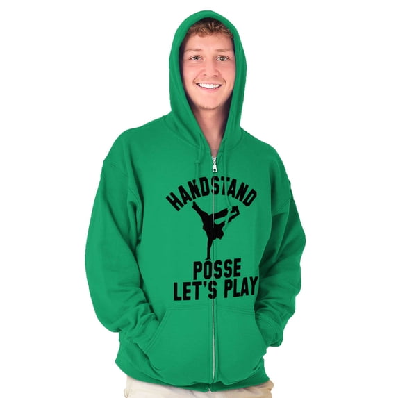 Handstand Posse Lets Play Gymnastics Zip Hoodie Sweatshirt Men Brisco Brands 5X