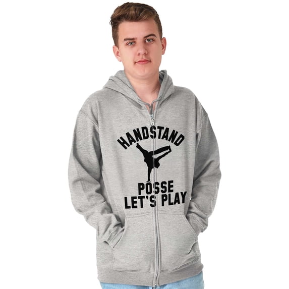 Handstand Posse Lets Play Gymnastics Zip Hoodie Sweatshirt Men Brisco Brands L