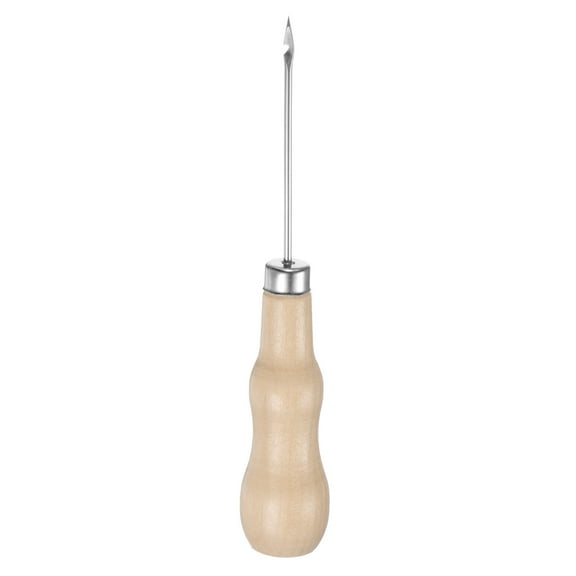 Handwork Sewing Awl Reed Wood Hook Head Leather Punch Hole Tool, Log Color