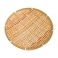 thumbnail image 1 of Handwoven Bamboo Serving Tray, Round Storage Basket for Bread, Fruit & Snacks, Natural Farmhouse Kitchen Counter Organizer, 1 of 5