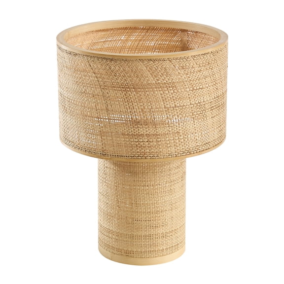 Handwoven Bamboo Table Lamp,Boho Bamboo Desk Lamp with Bamboo Shade,Natural Woven Bedside Lamp for Bedroom Living Room Tea Room(Bulb Not Included)