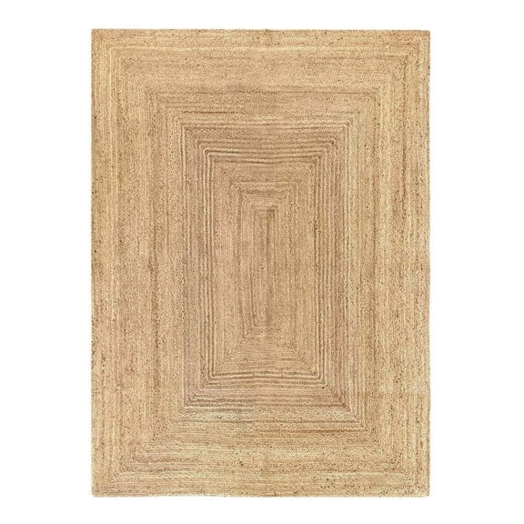 Handwoven Braided Jute Area Rug Rectangular Natural Reversible Farmhouse Carpet_10X14_Feet
