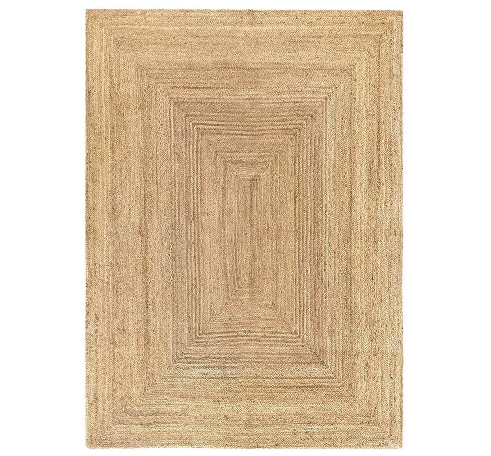 Handwoven Braided Jute Area Rug Rectangular Natural Reversible Farmhouse Carpet_7x10_Feet