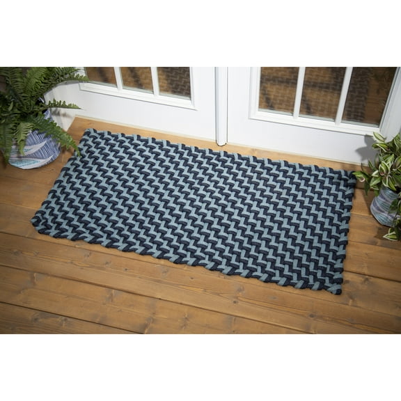 Handwoven Braided Rope Rug 2'x4' Gray/Blue