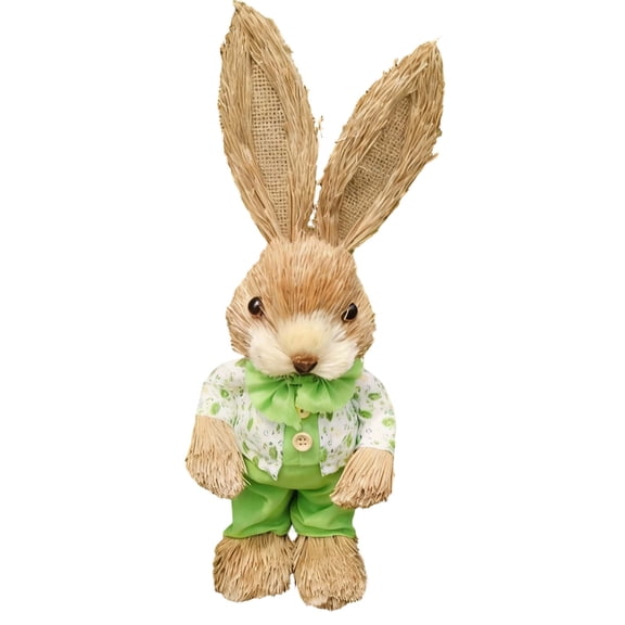 Handwoven Bunny Decor 35Cm (14Inch) Peter Rabbit Style, Garden Yard Decoration, Birthday Gift For Kids And S, Rustic Farmhouse Decor Accent For Outdoor Indoor Spaces, 1Pc