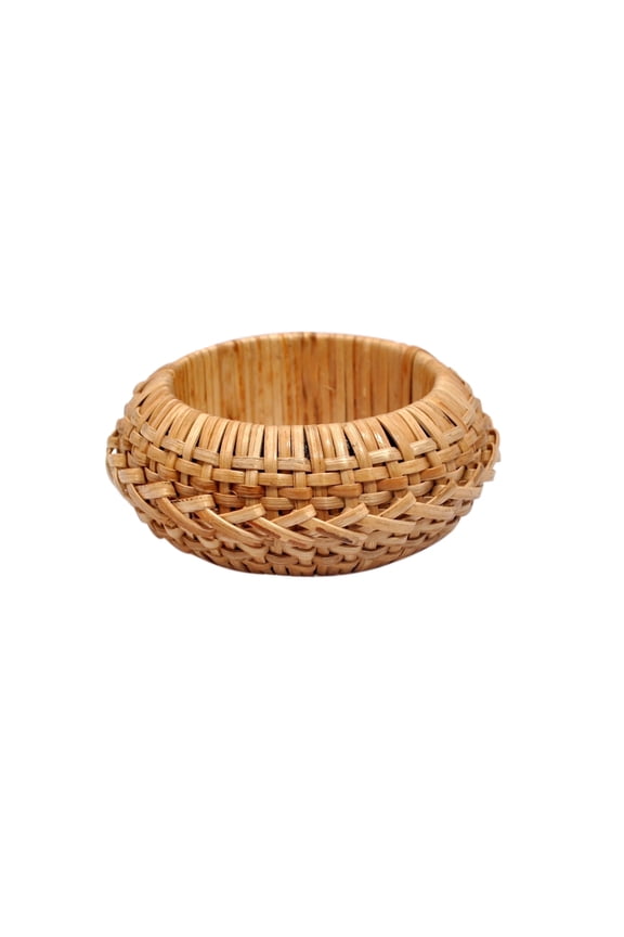 Handmade Cane Bangle Bracelet  Crisscross Basket Weave Design, Natural Half-Round Bracelet for Women, Eco-Friendly Fashion Jewelry