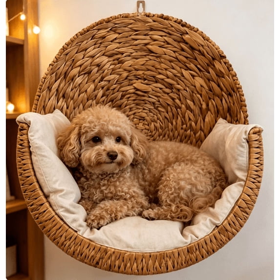 Handwoven Cat Beds, Rustic Hand‑Braided Wall Cat Perch Decorative Pet Bed for Home Interior