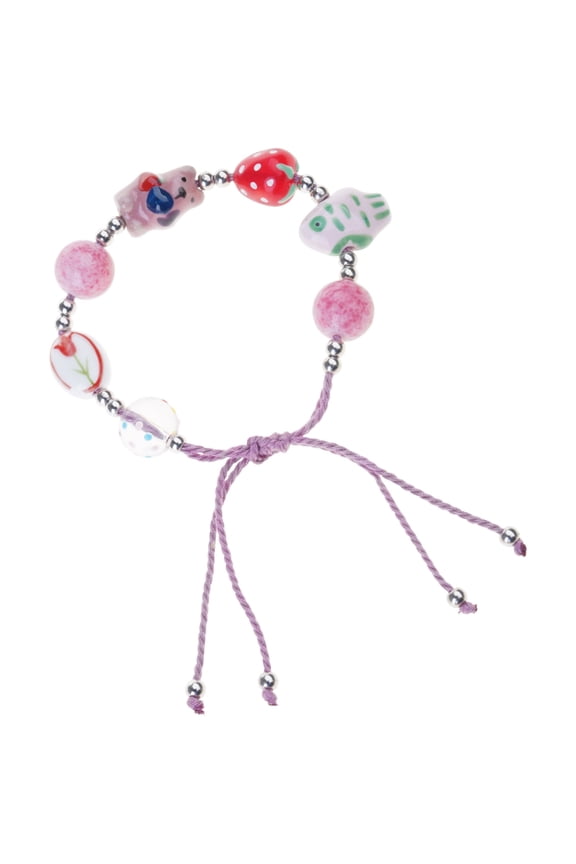 Handwoven Ceramic Strawberry Bear Bracelet Designs for Women Teens