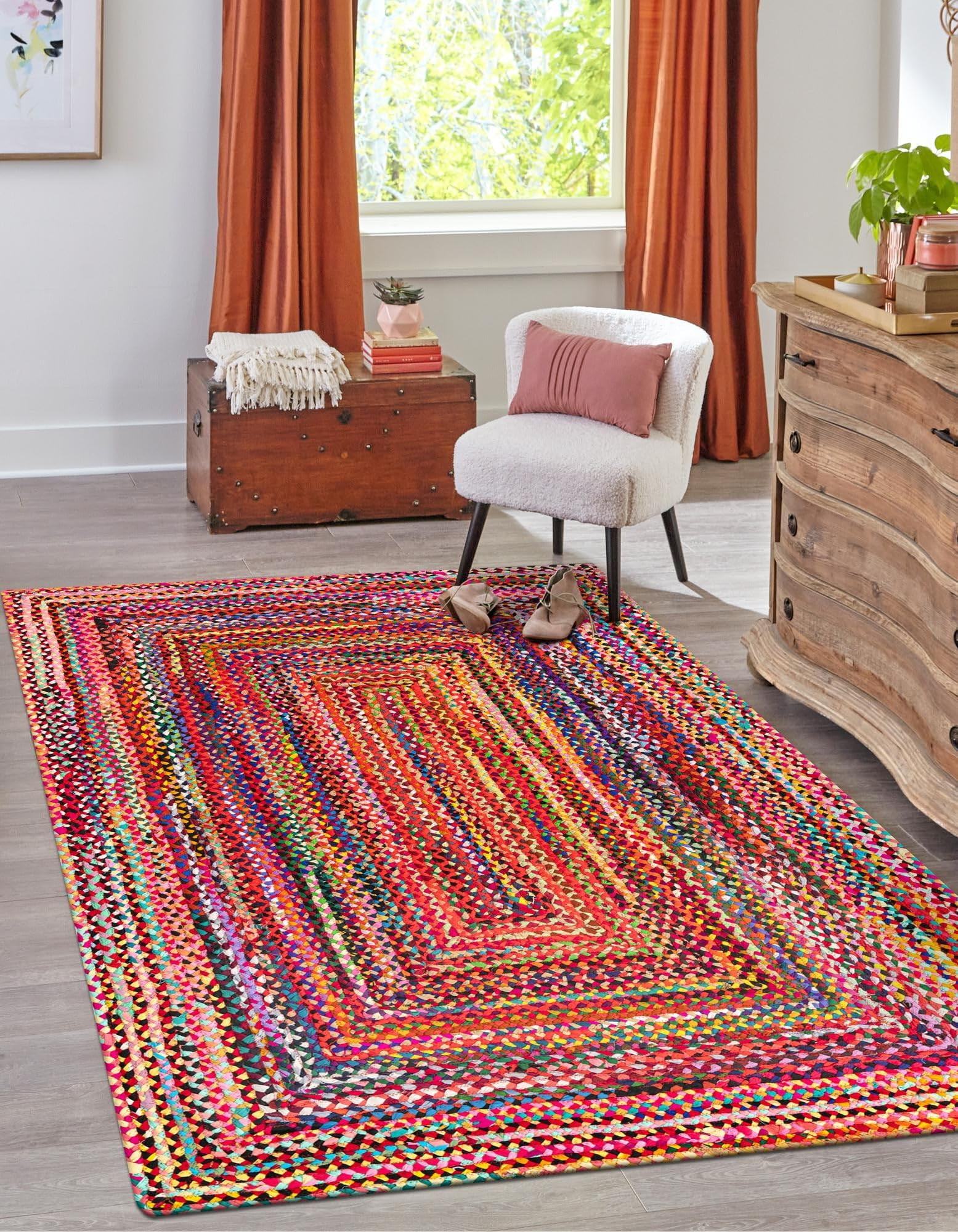 Foldable Cotton Rug Handwoven Chindi Cotton Rug – Colorful, Reversible, Eco-Friendly ...