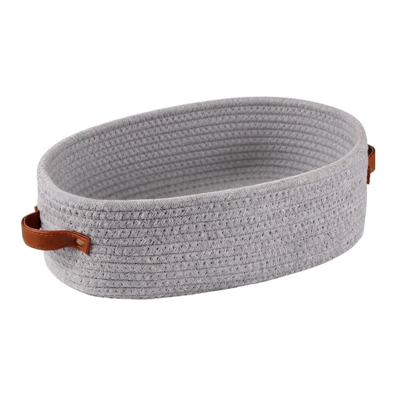Handwoven Cotton Rope Storage Basket With Handles, Round Woven Organizer For Toys Snacks Plants Home Goods, Multipurpose Decorative Storage Bin For Bedroom Kitchen Bathroom