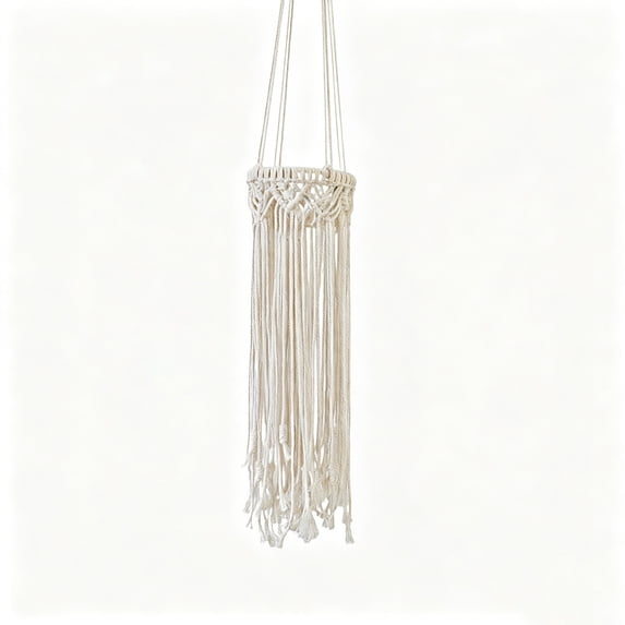 Handwoven Cotton Tassel Hanging Planter Net – Macrame Plant Holder for Indoor Outdoor, Boho Ceiling Hook Pot Basket, Space-Saving Gift