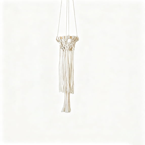 Handwoven Cotton Tassel Hanging Planter Net – Macrame Plant Holder for Indoor Outdoor, Boho Ceiling Hook Pot Basket, Space-Saving Gift