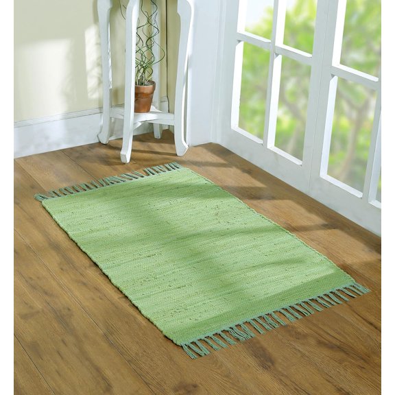 Handwoven Cotton Washable Reversible Rag Rug with Tassels – 24" x 36" (2' x 3')