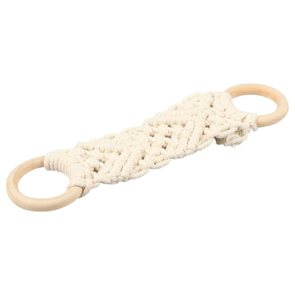 Handwoven Crochet Towel Hanger Loop | Kitchen Towel Ring Holder for Dishcloths & Hand Towels | Decorative Wooden Ring for Bathroom, Toilet & Home Organization | Set of 3 in White, Gray, Brown