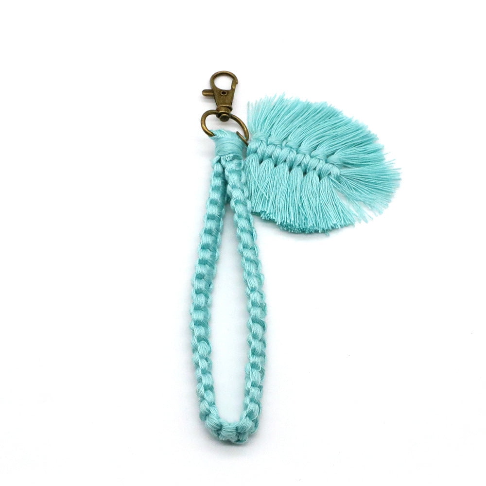Handwoven Keychain Cotton String with Detachable Leaf Charm for Keys ...