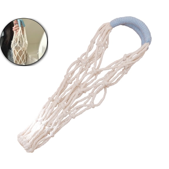 Handwoven Drink Carrier with Handle, Eco Friendly Reusable Single Cup Holder Netting Bag for Travel Coffee Cup Hanging Carry, Cruise Drink Caddy & Decorate Your Cup