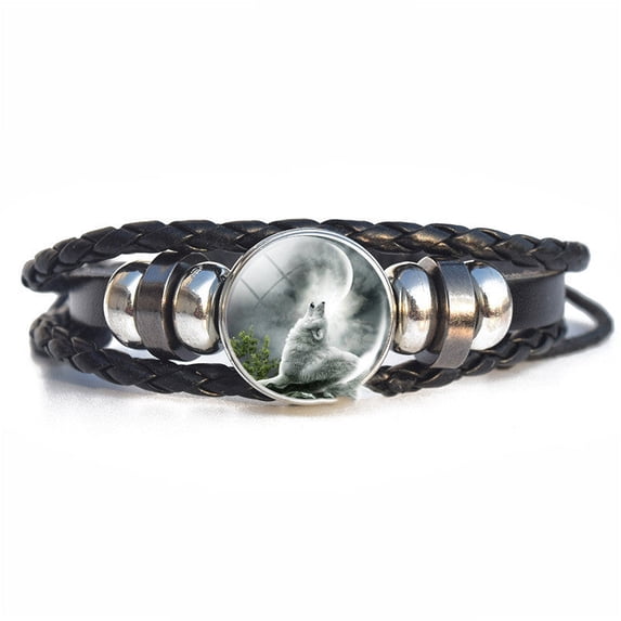 Handwoven Faux Leather Wolf Bracelet Vintage Fashion Jewelry Accessory ...