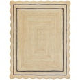thumbnail image 1 of Handwoven Floor Décor Jute Rugs , Scalloped Jute Rugs with Navy Blue Design Size - Size - 4 x 5 Feet (120 cm x 150 cm), 1 of 2