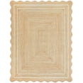 thumbnail image 1 of Handwoven Floor Décor Jute Rugs , Scalloped Jute Rugs with White Design Size - 3 x 3 Feet Square (90 cm x 90 cm), 1 of 2